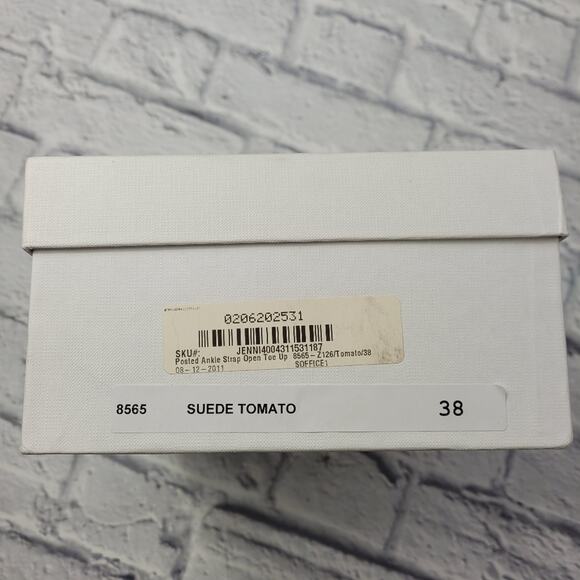 Jenni Kayne Posted Strap Tomato Red Suede Heels size 38 - Picture 15 of 16